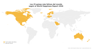Mapa de los países más felices del mundo