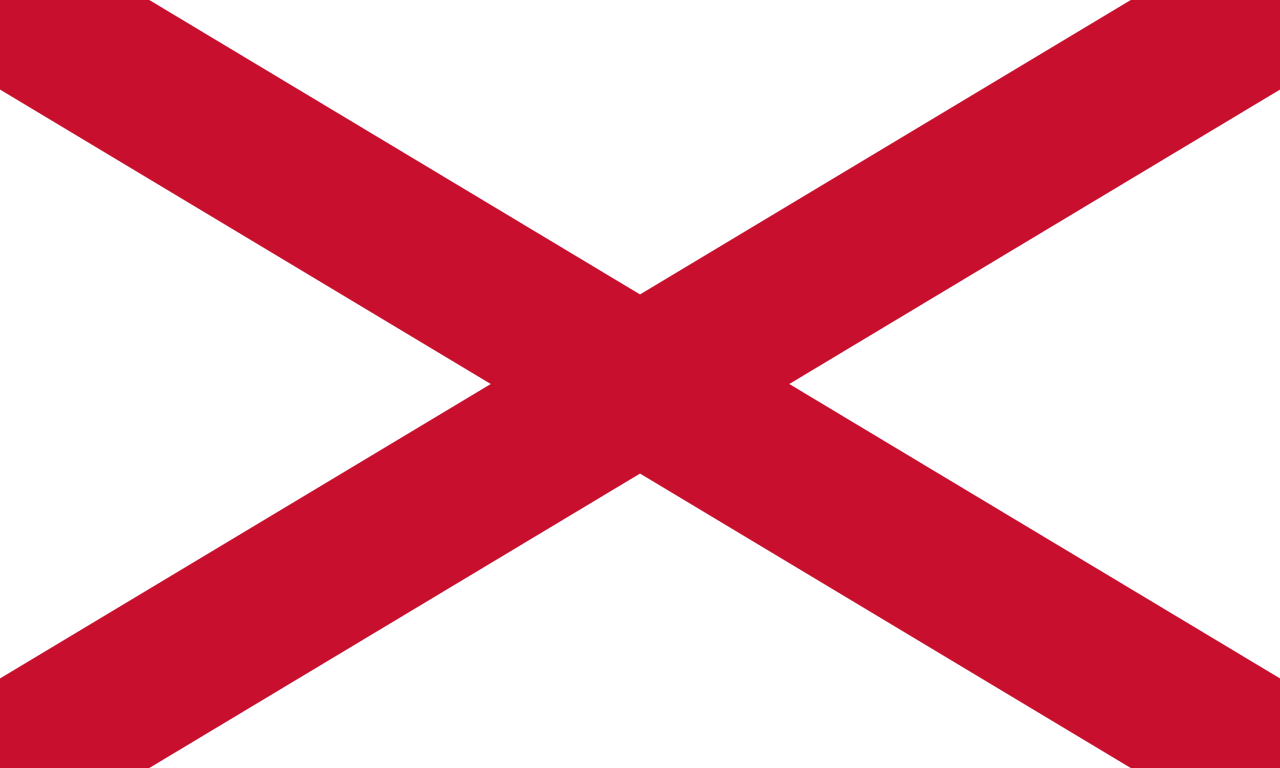 Cruz de San Patricio: aspa roja sobre fondo blanco