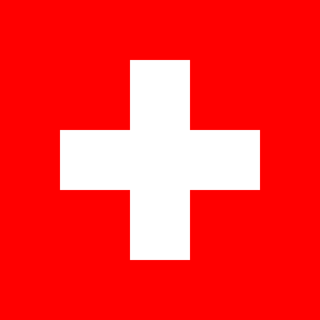 Bandera de Suiza: cruz blanca sobre fondo rojo