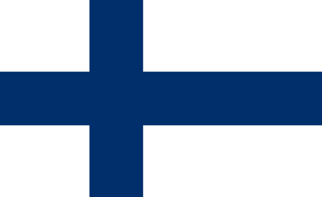 Bandera de Finlandia: cruz nórdica azul sobre fondo blanco