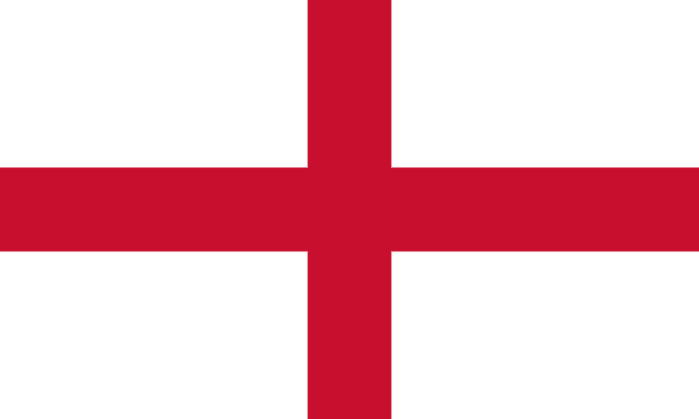 Bandera de Inglaterra: cruz de San Jorge roja sobre fondo blanco