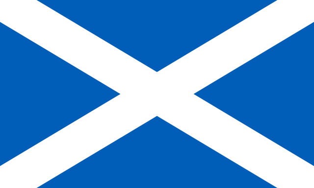 Bandera de Escocia: aspa de San Andrés blanca sobre fondo azul