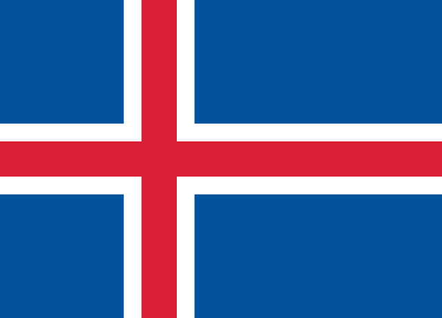 Bandera de Islandia: cruz nórdica roja ribeteada de blanco sobre fondo azul