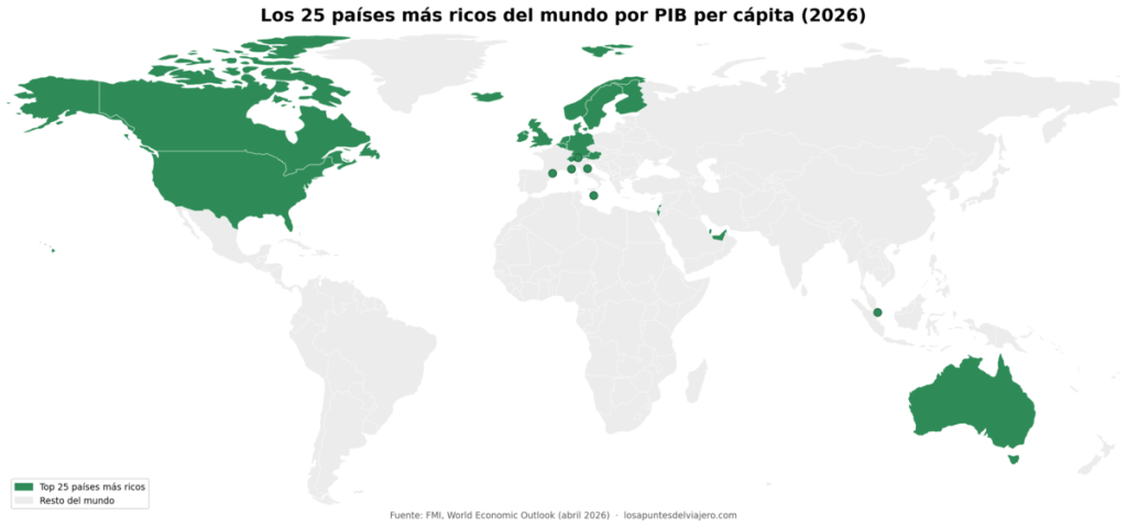 Mapa de los países más ricos del mundo