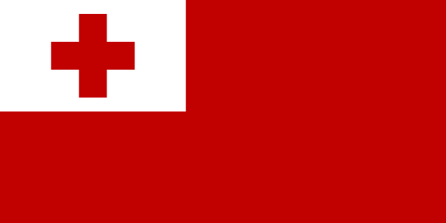Bandera de Tonga: cruz roja en cantón blanco sobre fondo rojo