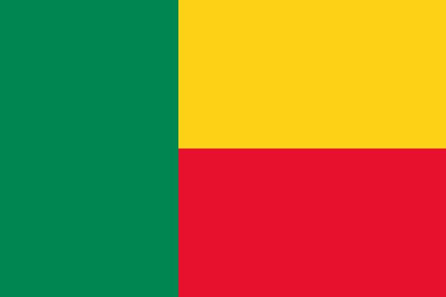 Bandera de Benín, roja, amarilla y verde