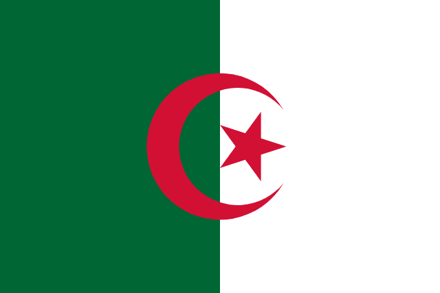 Bandera de Argelia, verde y blanca con media luna roja