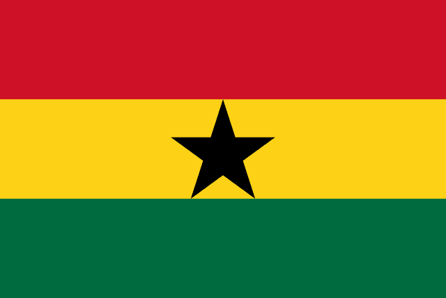 Bandera de Ghana, roja, amarilla y verde con estrella negra