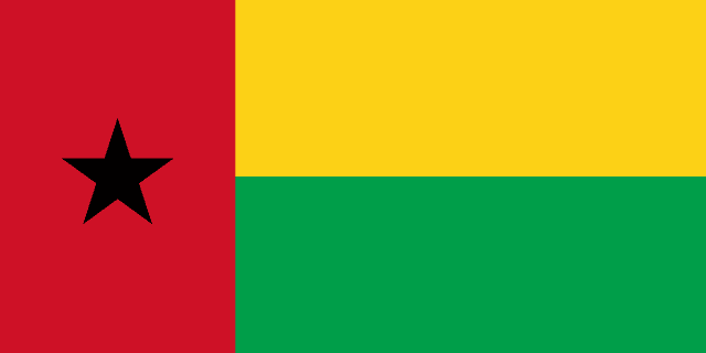 Bandera de Guinea-Bisáu, roja, amarilla y verde con estrella negra