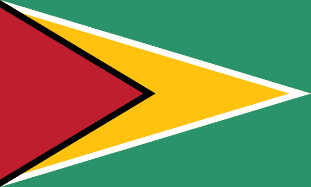 Bandera de Guyana, la Flecha Dorada, verde, amarilla y roja