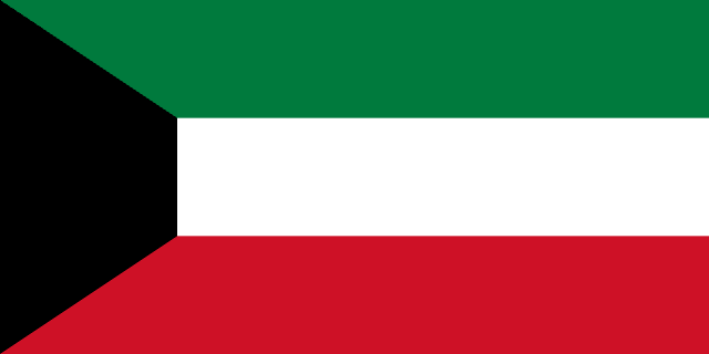 Bandera de Kuwait, verde, blanca y roja con trapecio negro
