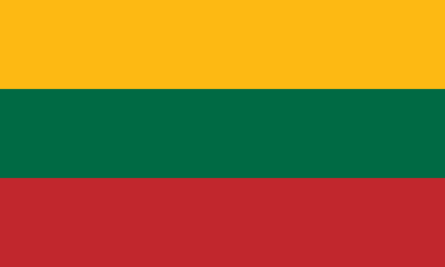 Bandera de Lituania, amarilla, verde y roja