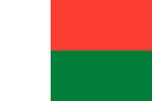 Bandera de Madagascar, blanca, roja y verde