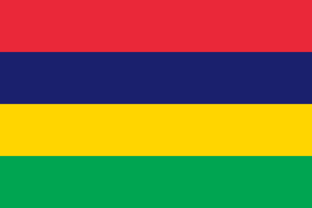 Bandera de Mauricio, roja, azul, amarilla y verde