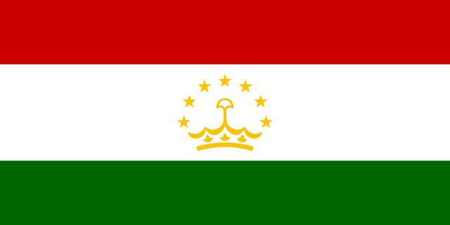 Bandera de Tayikistán, roja, blanca y verde con corona