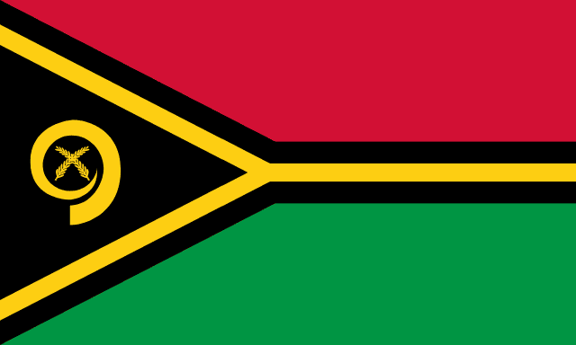 Bandera de Vanuatu, roja y verde con banda negra y Y amarilla