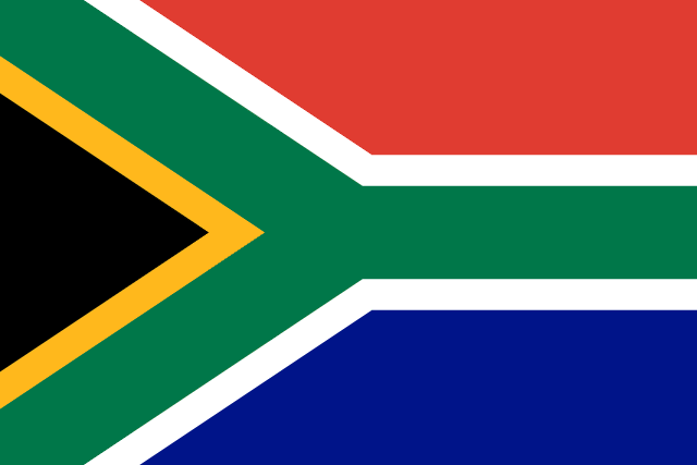 Bandera de Sudáfrica, seis colores en forma de Y