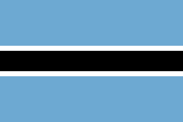 Bandera de Botsuana: fondo azul claro con una franja negra ribeteada de blanco