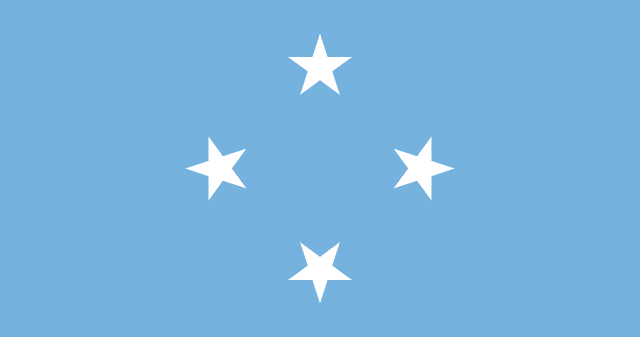 Bandera de Micronesia: fondo azul claro con cuatro estrellas blancas