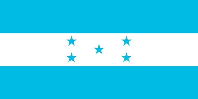 Bandera de Honduras: franjas azul, blanca y azul con cinco estrellas