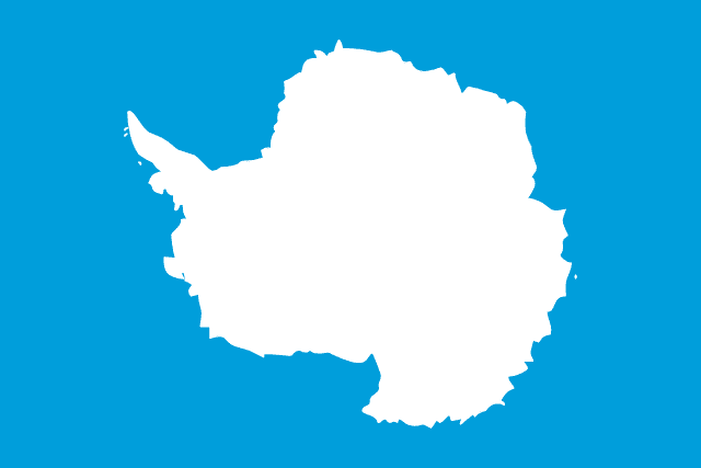 Bandera de la Antártida: mapa blanco del continente sobre fondo azul
