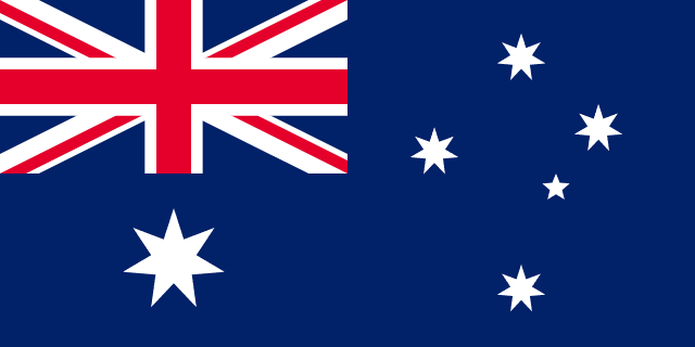 Bandera de Australia: fondo azul con la Union Jack, una estrella de siete puntas y la Cruz del Sur