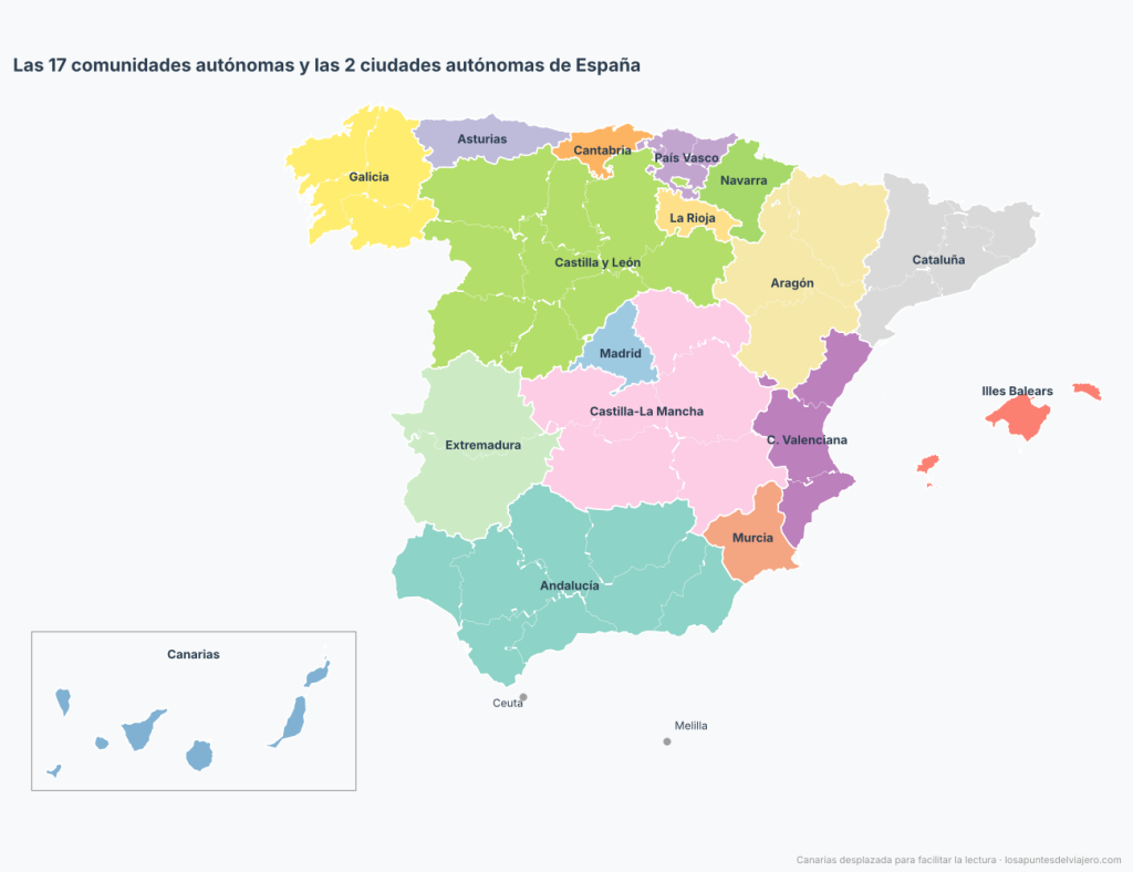 Mapa de las comunidades autónomas de España