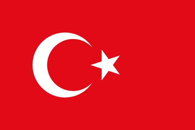 Bandera de Turquía: fondo rojo con una media luna y una estrella blancas