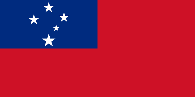 Bandera de Samoa: fondo rojo con un cantón azul con cinco estrellas blancas
